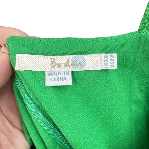 Boden Green White Pleated Sleeveless Tank Top Fit & Flare Dress - Picture 5 of 7